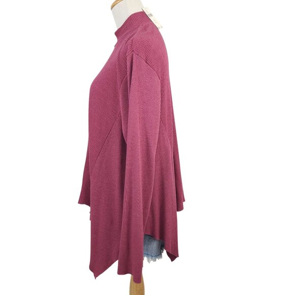 Anthropologie‎ t.la Top Women's 1X Mock Neck Long Sleeve Waffle Knit in Rose - Picture 5 of 12